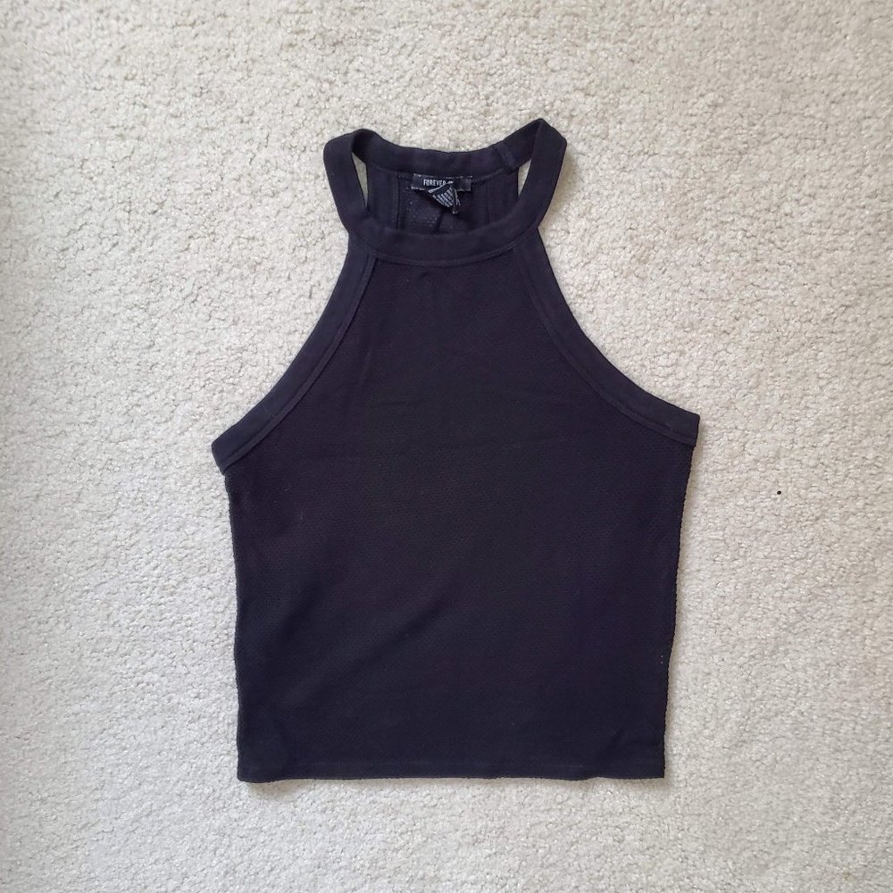 Forever 21 Mesh Sleeveless Black Top